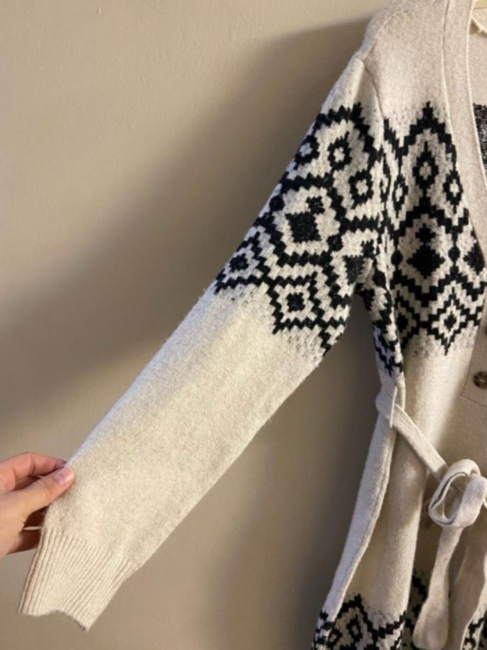 Lucky Brand Cream and Black Fair Isle Midi Sweater Dress Large NWT - Picture 6 of 9
